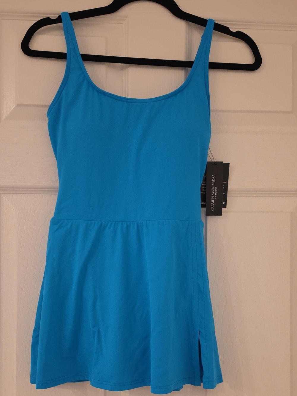 Carmen Marc Valvo Turquoise Blue One-Piece Swimdress